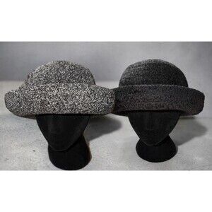 Talbots Tweed Bucket Hat Womens Black White Knit